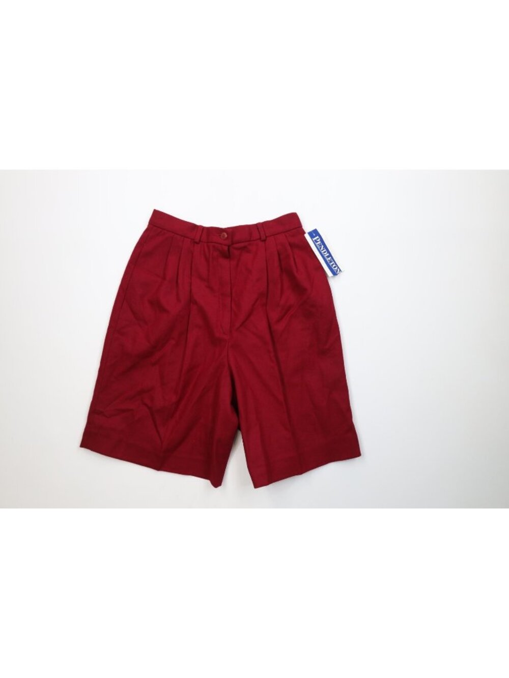 Deadstock Vintage 90s Pendleton Womens 10 Wool Pleated Bermuda Shorts Red USA